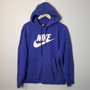Nike Big Swoosh Spell Out Hoodie Men’s L Blue Pullover Sweatshirt BV2973-430